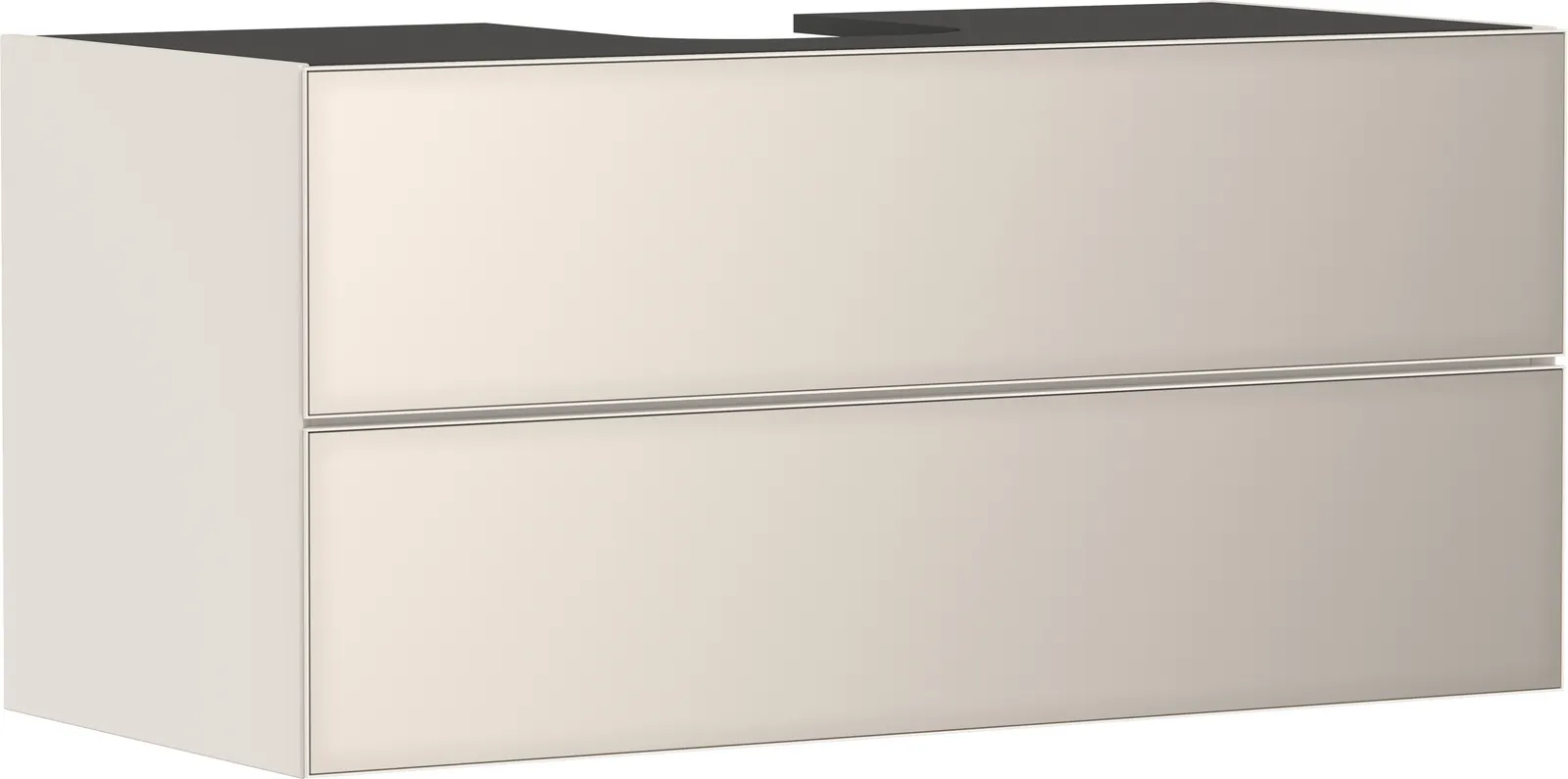 Xevolos E Vanity unit matt sand beige 1180/550 with 2 drawers for console countertop with centre cut-out