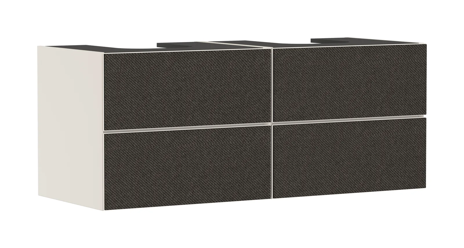 Xevolos E Vanity unit matt sand beige 1370/550 with 4 drawers for console countertop with 2 cut-outs