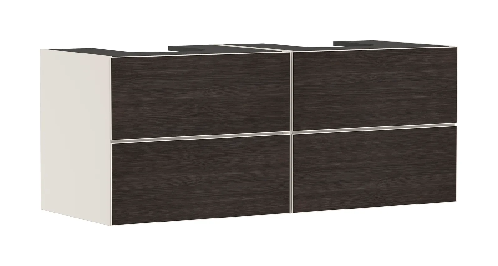 Xevolos E Vanity unit matt sand beige 1370/550 with 4 drawers for console countertop with 2 cut-outs