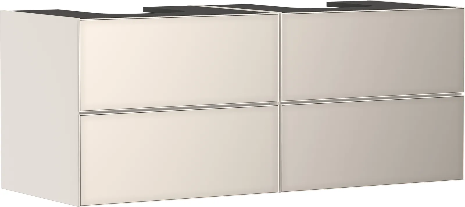 Xevolos E Vanity unit matt sand beige 1370/550 with 4 drawers for console countertop with 2 cut-outs