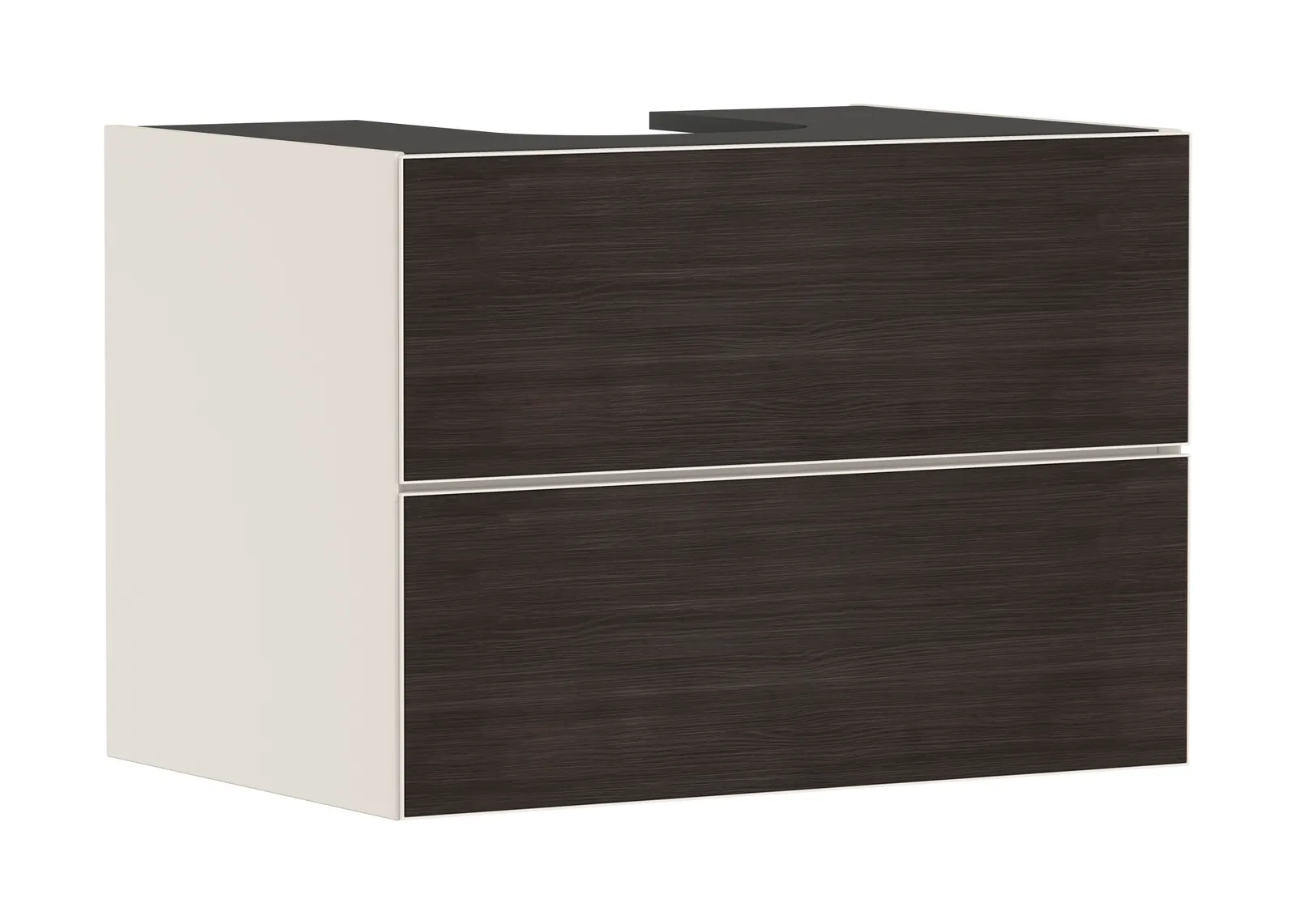 Xevolos E Lavabo tumbasi Sand mat bej 780/550, 2 tortmali bilan, konsol-stoleshnitsa uchun, oʻrtada oʻyiq bilan
