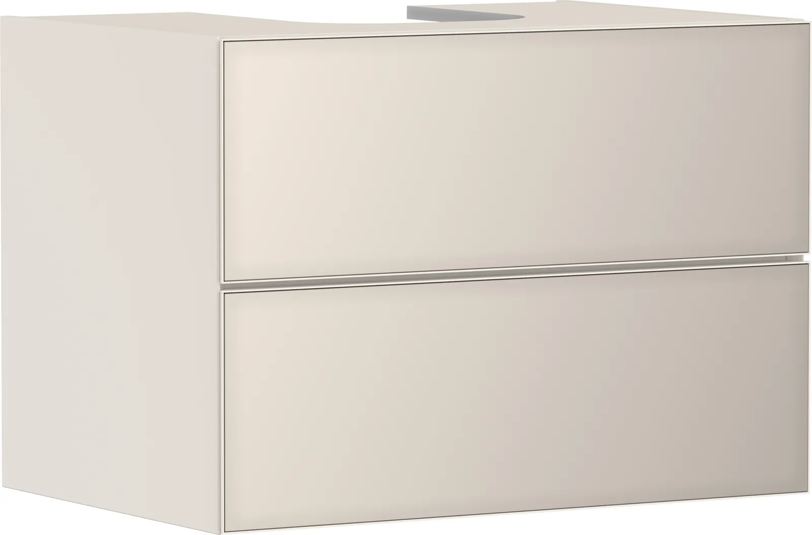Xevolos E Lavabo tumbasi Sand mat bej 780/550, 2 tortmali bilan, konsol-stoleshnitsa uchun, oʻrtada oʻyiq bilan