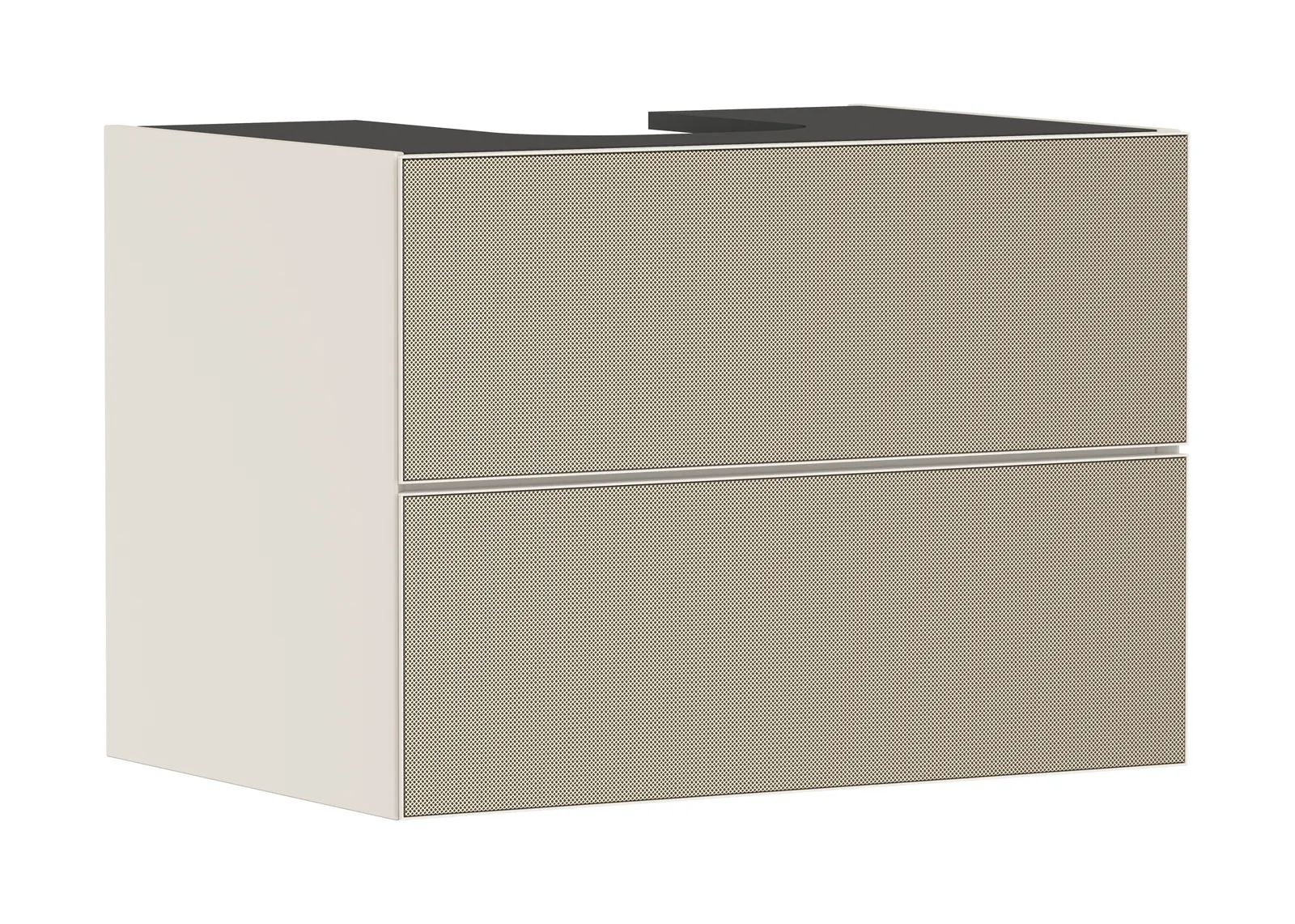 Xevolos E Lavabo tumbasi Sand mat bej 780/550, 2 tortmali bilan, konsol-stoleshnitsa uchun, oʻrtada oʻyiq bilan