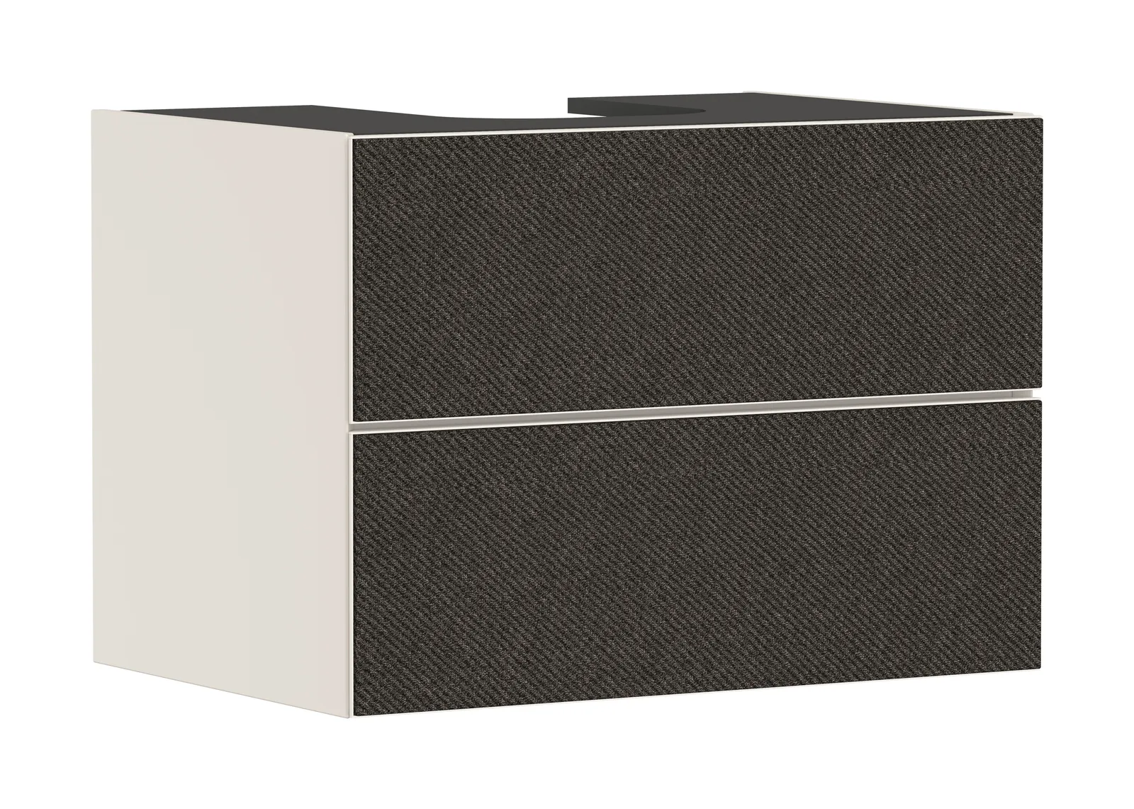 Xevolos E Lavabo tumbasi Sand mat bej 780/550, 2 tortmali bilan, konsol-stoleshnitsa uchun, oʻrtada oʻyiq bilan