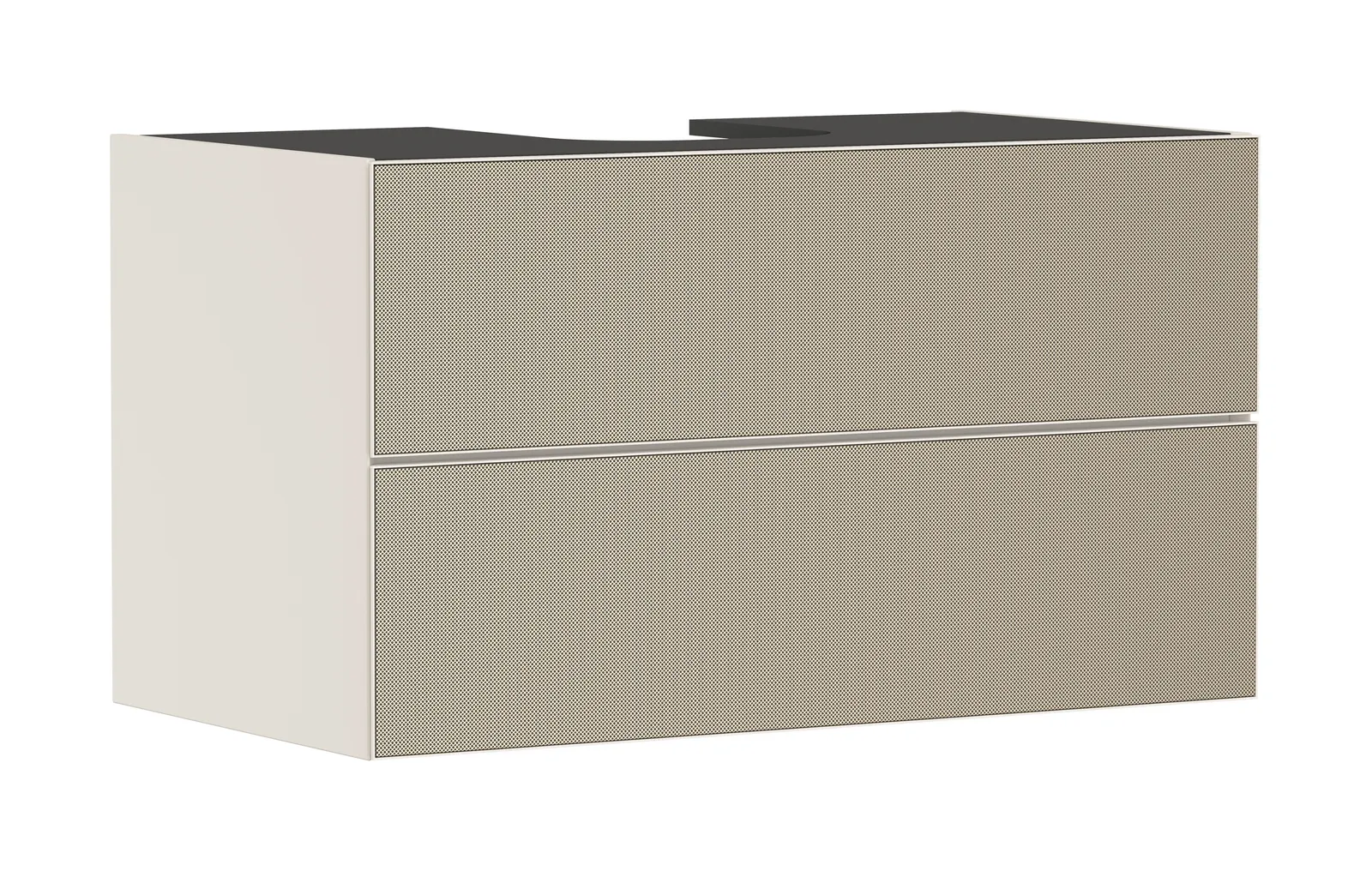 Xevolos E Lavabo tumbasi Sand mat bej 980/550, 2 tortmali bilan, konsol-stoleshnitsa uchun, oʻrtada oʻyiq bilan
