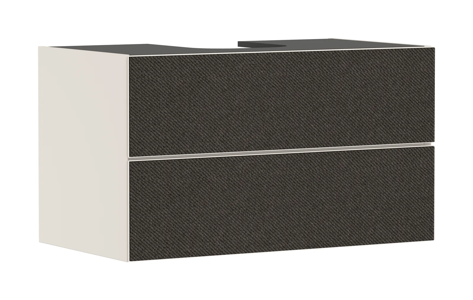 Xevolos E Lavabo tumbasi Sand mat bej 980/550, 2 tortmali bilan, konsol-stoleshnitsa uchun, oʻrtada oʻyiq bilan
