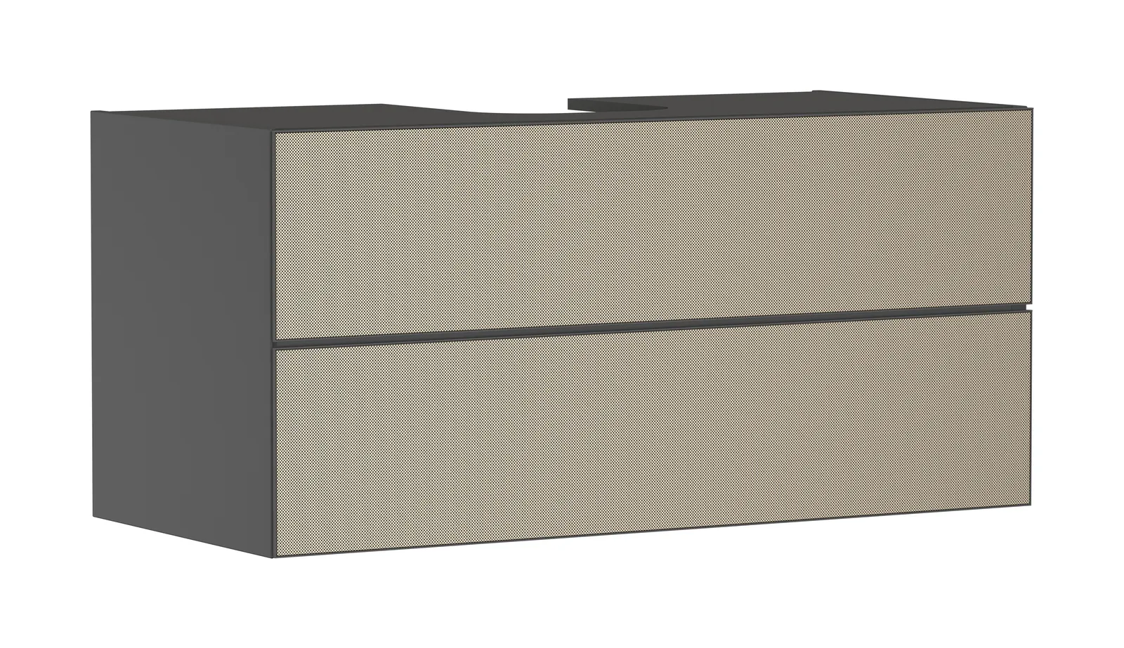 Xevolos E Тумба под раковину серый матовый Slate 1180/550 с 2 ящиками для консоли-столешницы с вырезом по центру