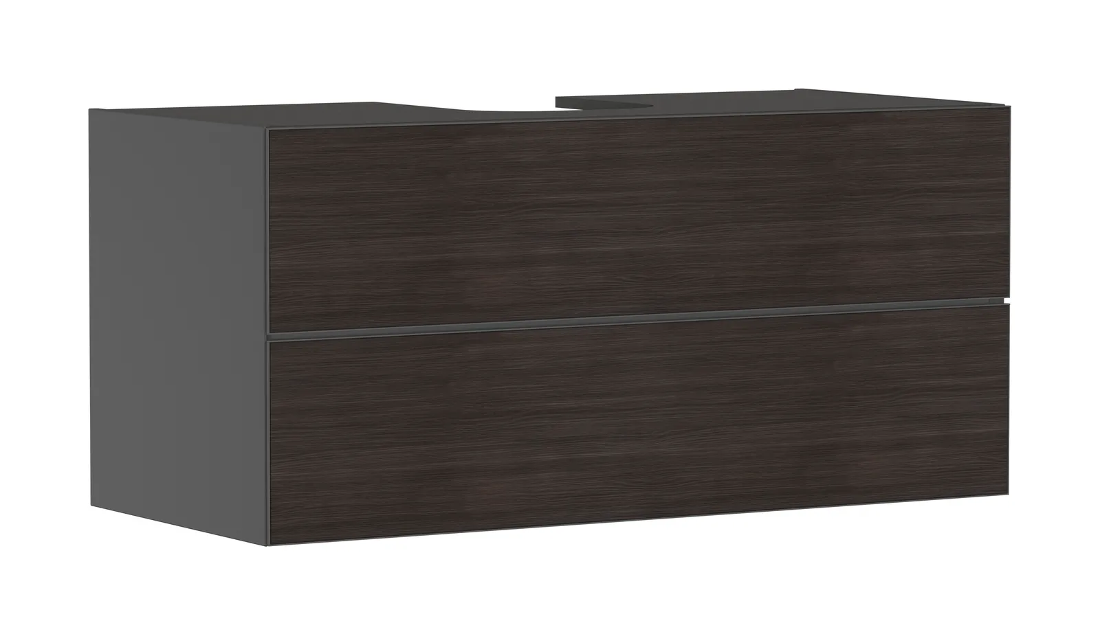 Xevolos E Тумба под раковину серый матовый Slate 1180/550 с 2 ящиками для консоли-столешницы с вырезом по центру