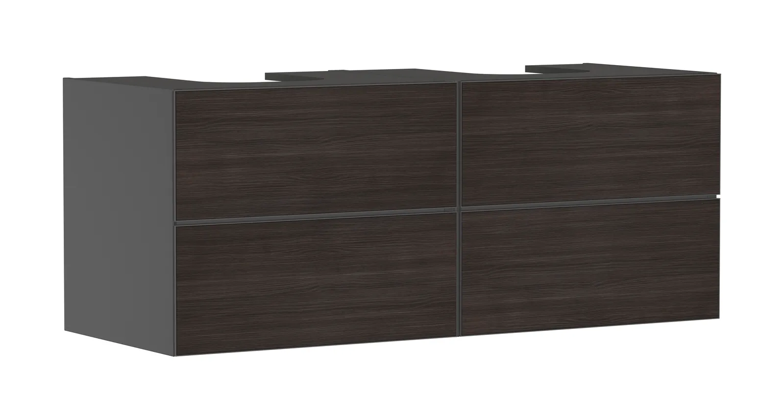 Xevolos E Тумба под раковину серый матовый Slate 1370/550 с 4 ящиками для консоли-столешницы с 2 вырезами