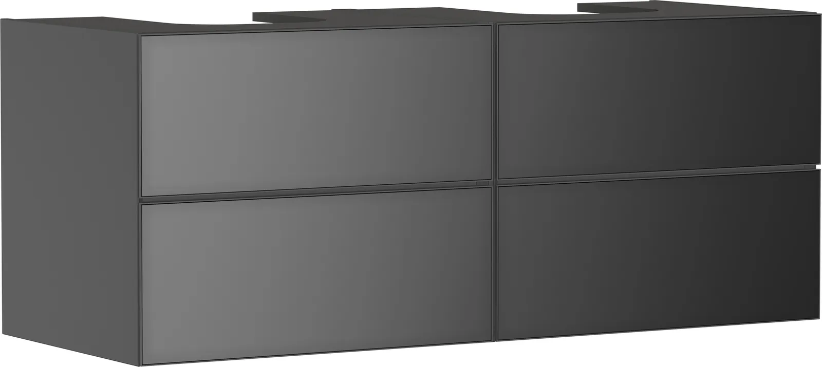 Xevolos E Тумба под раковину серый матовый Slate 1370/550 с 4 ящиками для консоли-столешницы с 2 вырезами