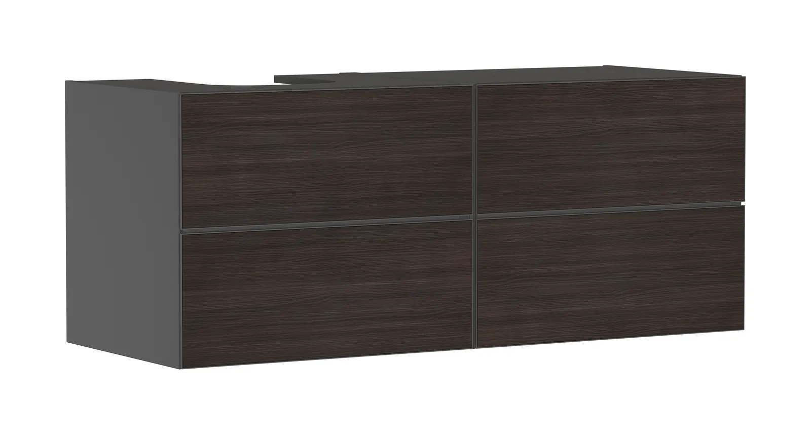 Xevolos E Lavabo tumbasi Slate mat kulrang 1370/550, 4 tortmali bilan, konsol-stoleshnitsa uchun, chapda oʻyiq bilan