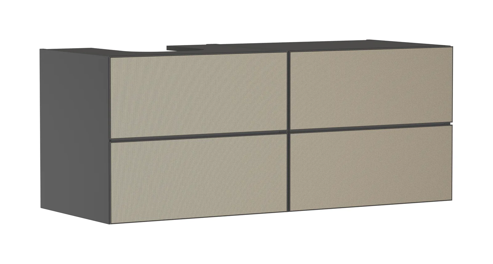 Xevolos E Lavabo tumbasi Slate mat kulrang 1370/550, 4 tortmali bilan, konsol-stoleshnitsa uchun, chapda oʻyiq bilan
