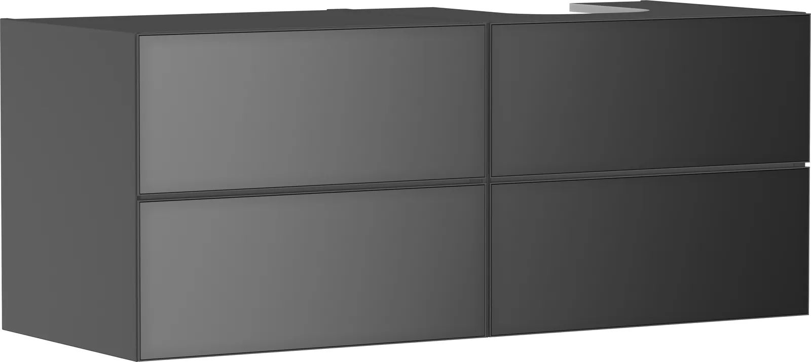 Xevolos E Lavabo tumbasi Slate mat kulrang 1370/550, 4 tortmali bilan, konsol-stoleshnitsa uchun, oʻngda oʻyiq bilan