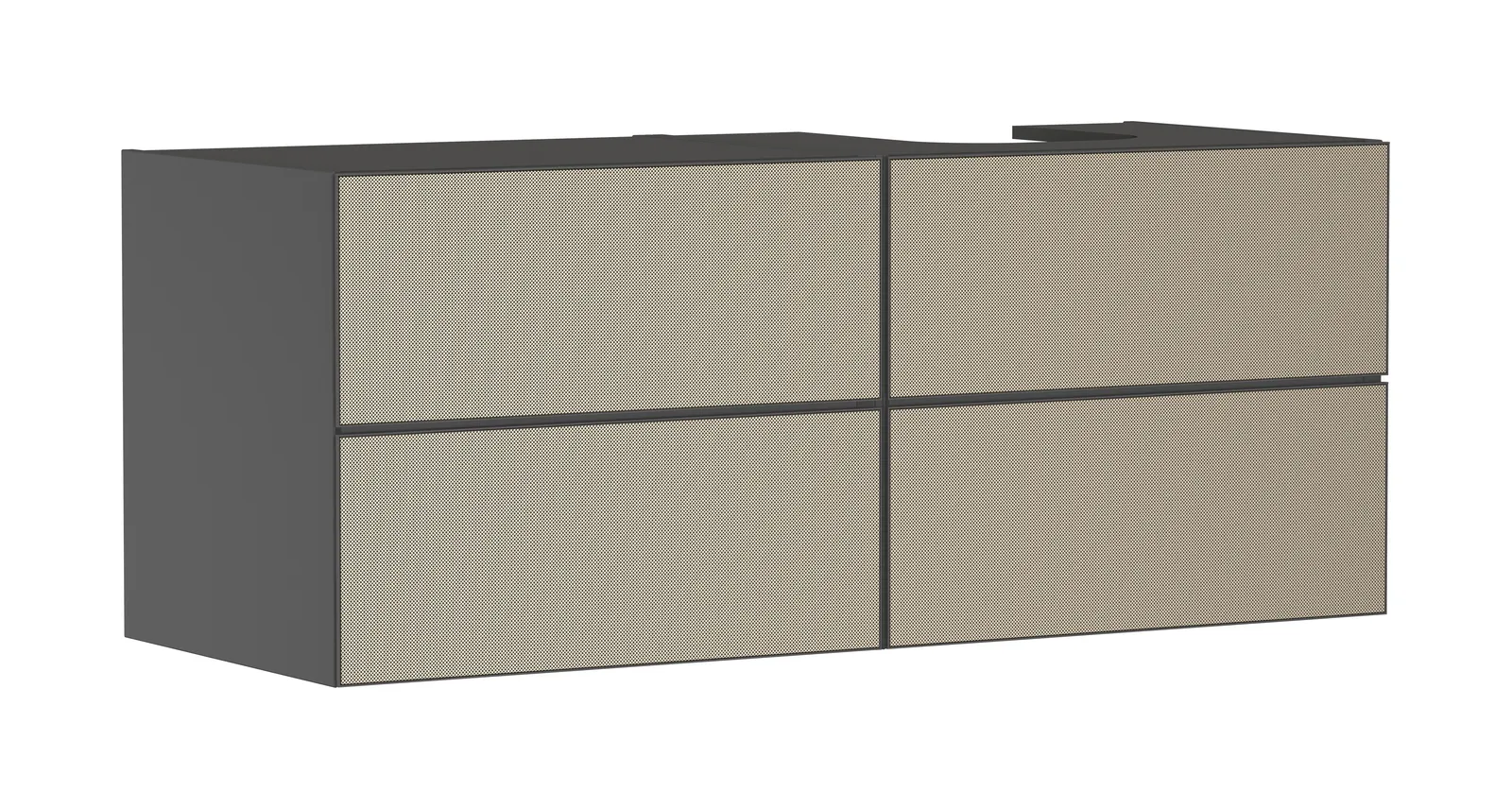 Xevolos E Lavabo tumbasi Slate mat kulrang 1370/550, 4 tortmali bilan, konsol-stoleshnitsa uchun, oʻngda oʻyiq bilan