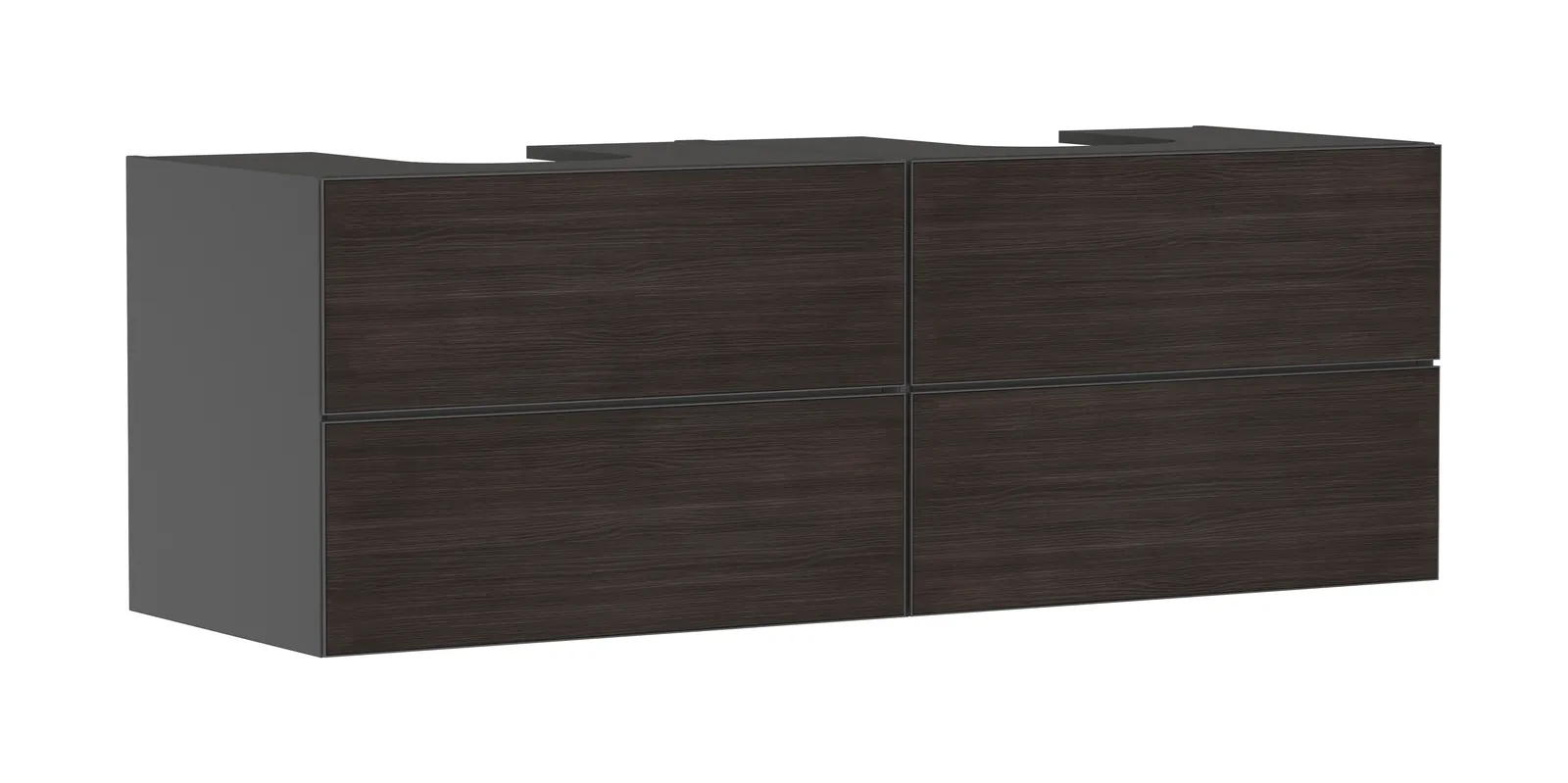 Xevolos E Тумба под раковину серый матовый Slate 1570/550 с 4 ящиками для консоли-столешницы с 2 вырезами