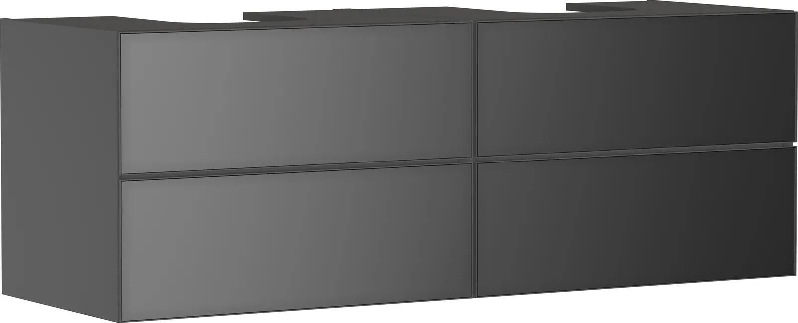 Xevolos E Тумба под раковину серый матовый Slate 1570/550 с 4 ящиками для консоли-столешницы с 2 вырезами