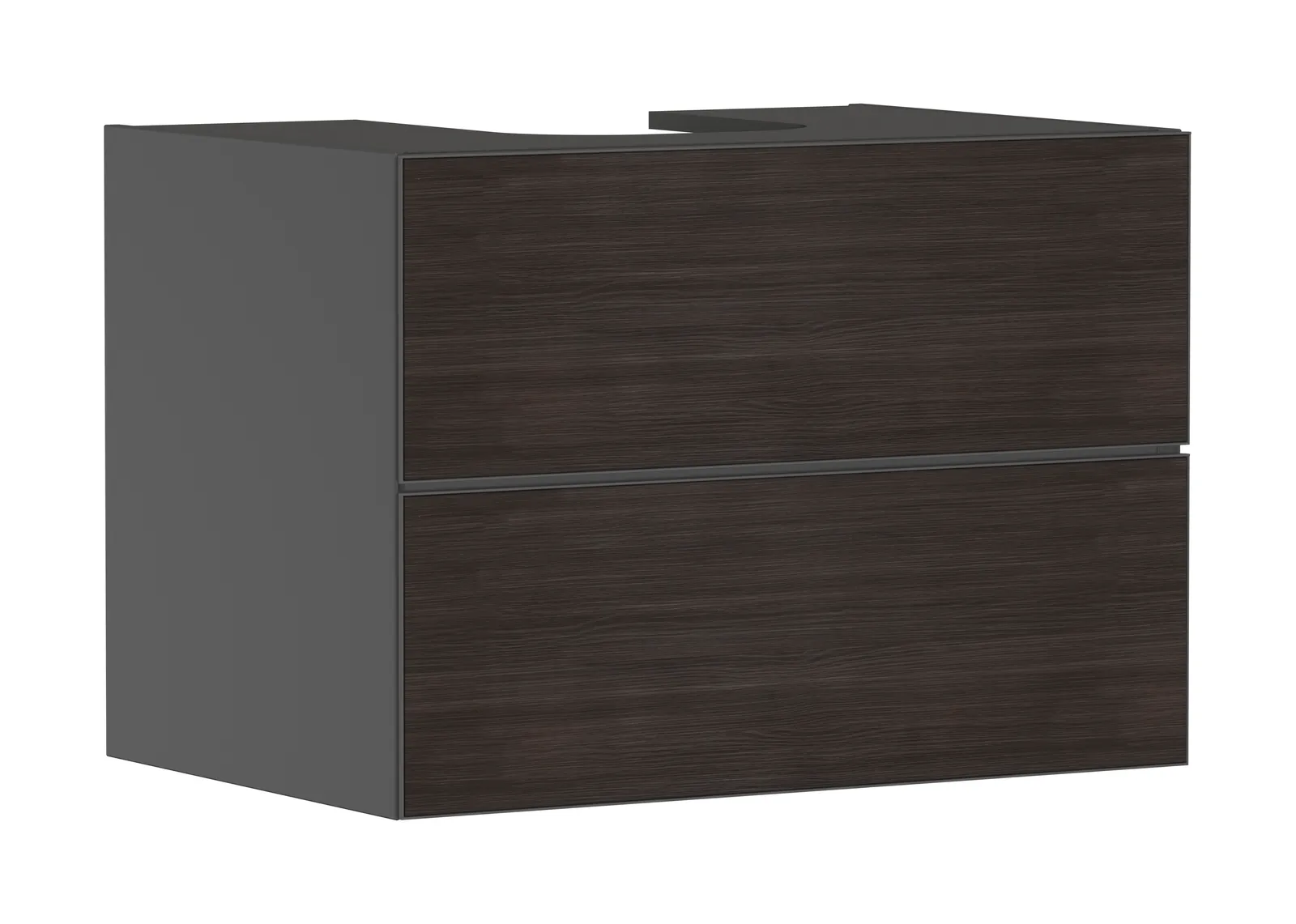 Xevolos E Lavabo tumbasi Slate mat kulrang 780/550, 2 tortmali bilan, konsol-stoleshnitsa uchun, oʻrtada oʻyiq bilan