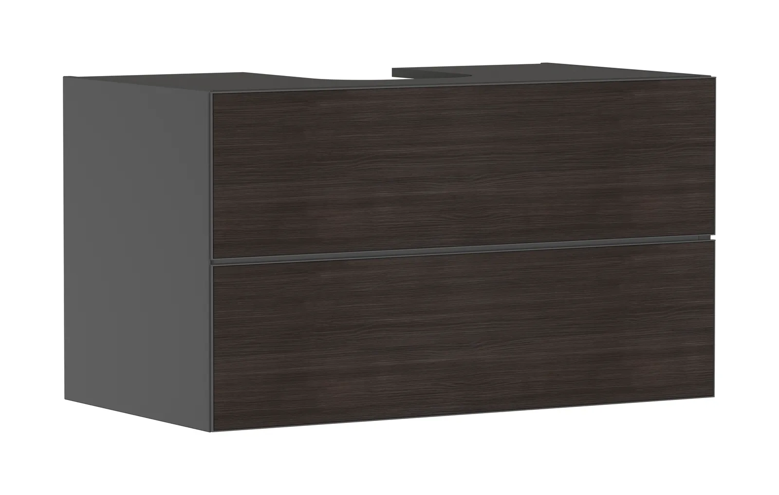 Xevolos E Vanity unit matt slate grey 980/550 with 2 drawers for console countertop with centre cut-out