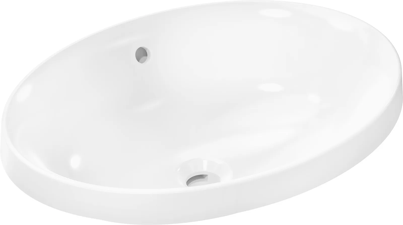 Xuniva D Countertop basin 550/400 without tap hole, with overflow, SmartClean