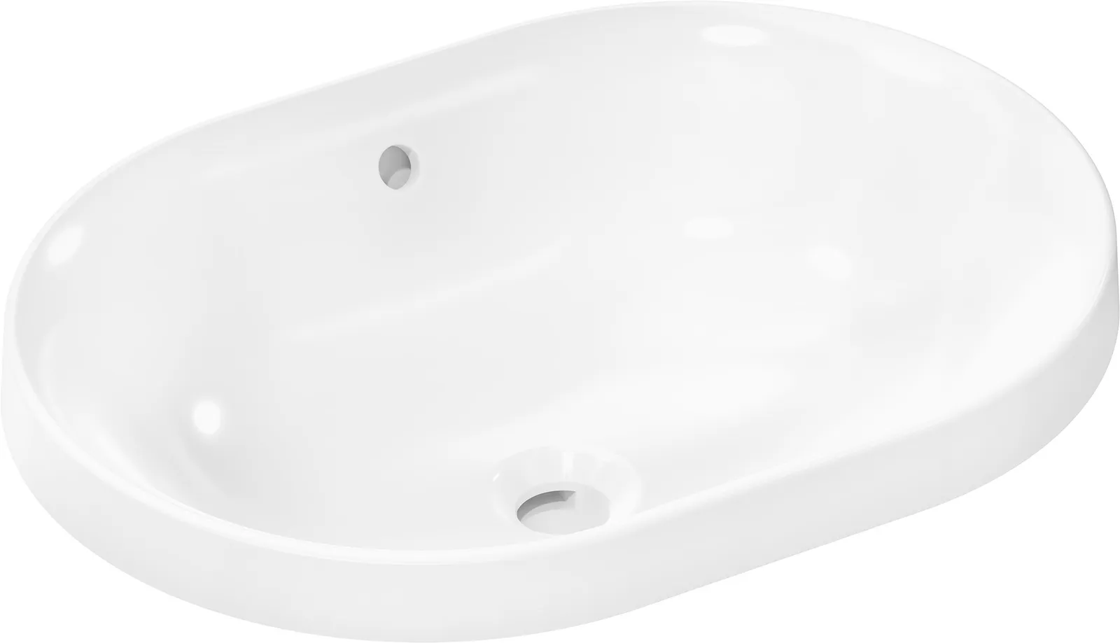 Xuniva U Countertop basin 550/400 without tap hole, with overflow, SmartClean