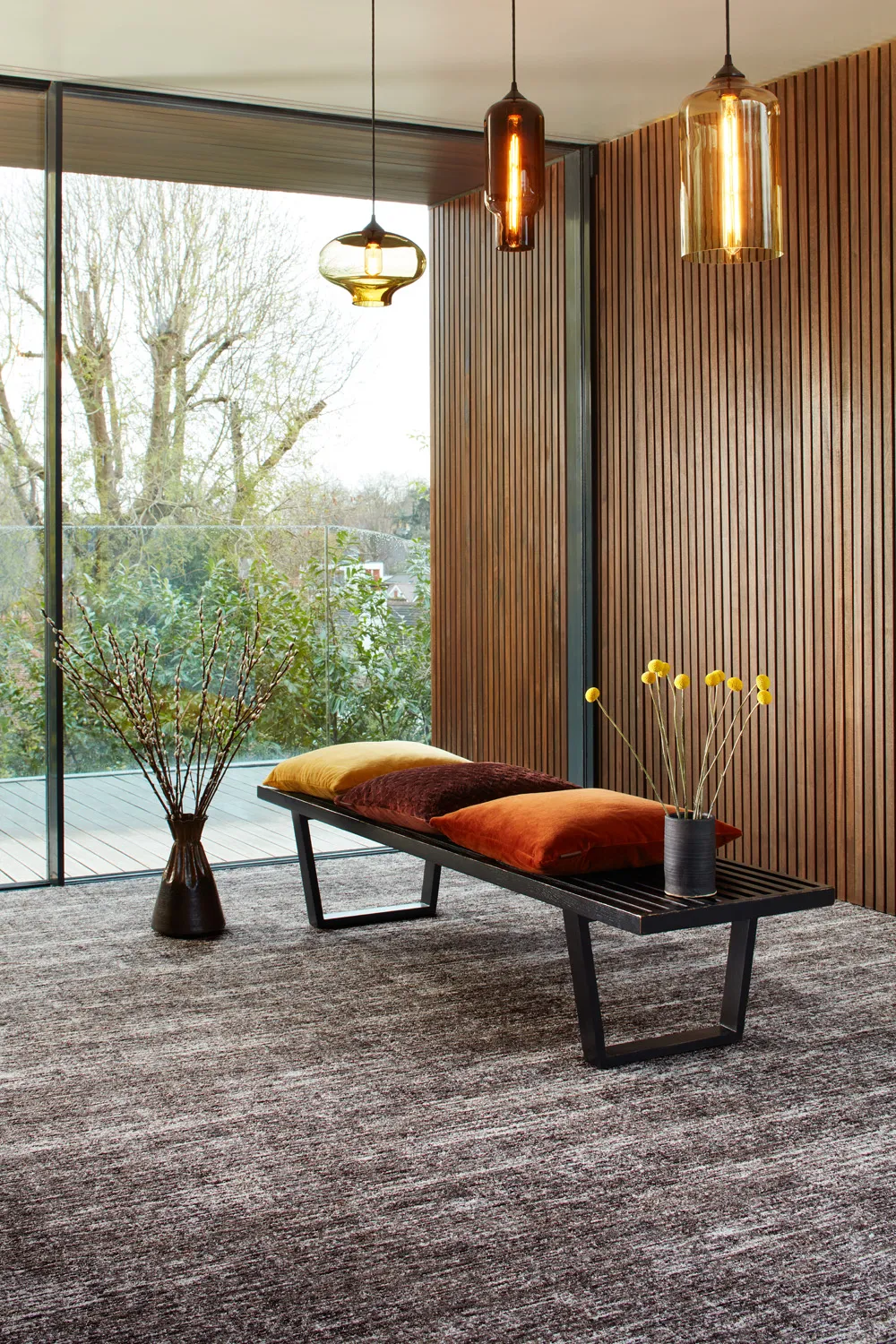 Modern Movement — Crossing Lines Dark carpet tile